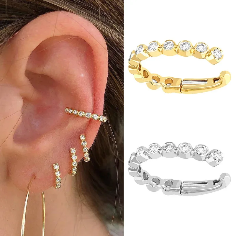 

Timeless Wonder Shiny Zircon Geo Clip Earrings for Women Jewelry Punk Non Pierced Ins Top Trendy Fashion Korean Party Rare 6532