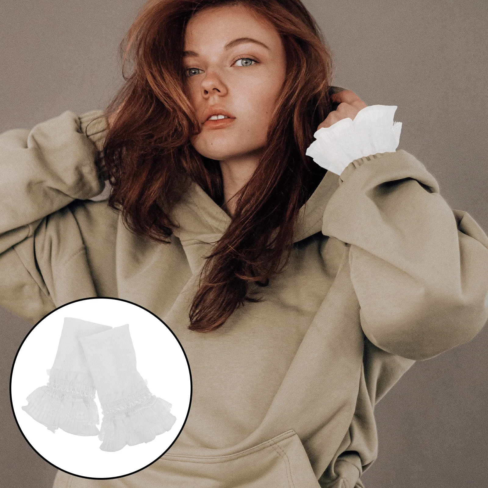 

1Pair Elegant Polyester Floral Cuff Decor Detachable Costume Fake Cuff Stylish Outfits Delicate Puff Sleeve Bell Shape