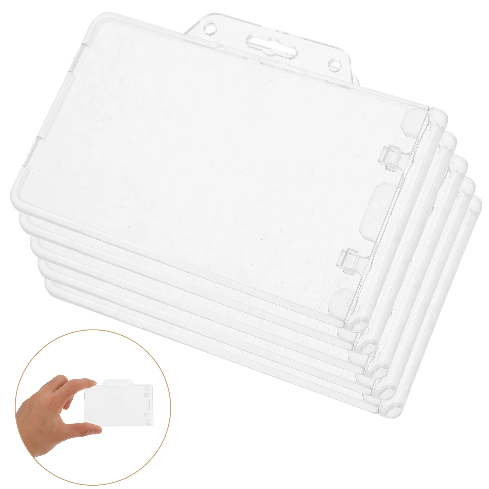 5 Pcs ID Card Holder Transparent Cards Covers Documents Anti-scratch Badge Holders Sleeve Work