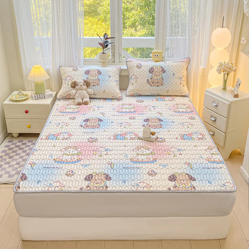 Class A Natural Latex Breathable Cool Feel Bed Mat For Summer Quilted Smooth Cooling Mats, Cooling Pad Sheet And 1/2 Pillowcase