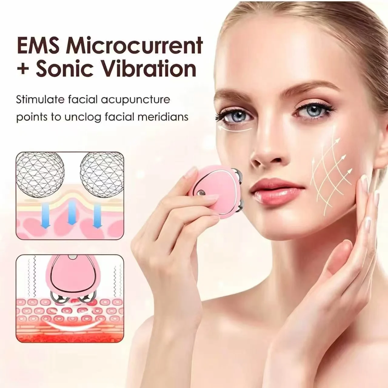 Face Lifting Machine Facial Massager EMSMicrocurrent Roller Skin Tightening Charging Facial Anti Wrinkle Rejuvenation Beauty