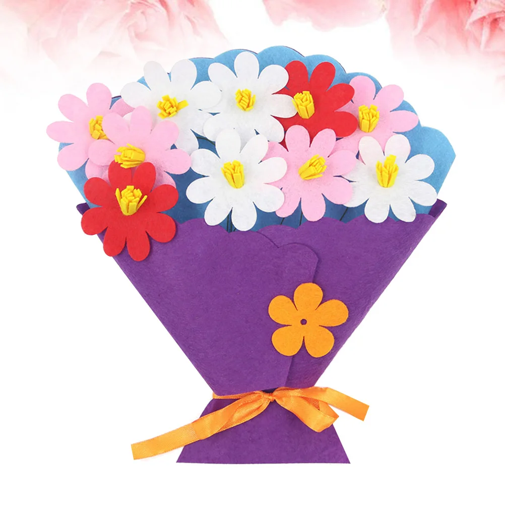3개 DIY 꽃다발 재료 키트 비직조 꽃 공예 어린이 교육용 감각 발달 활동 선물 꽃다발 패키지