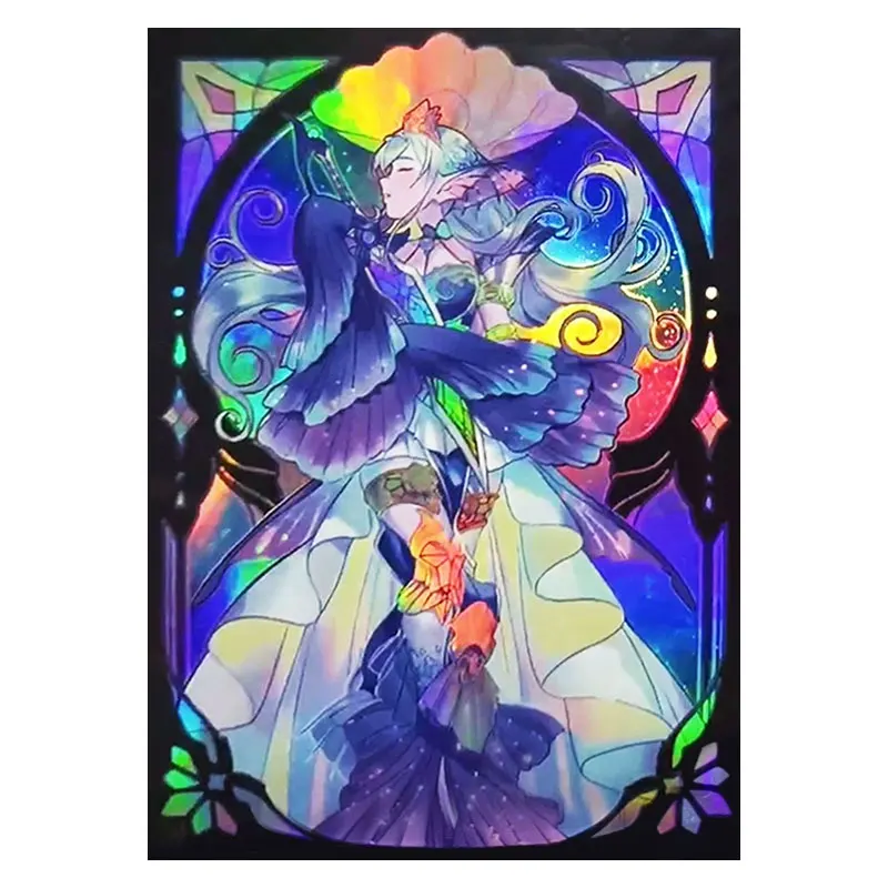 

50PCS 63x90mm Trading Cards Protector Holographic Animation YuGiOh Card Sleeves Shield Laser Cute Card Deck Cover Japanese Size