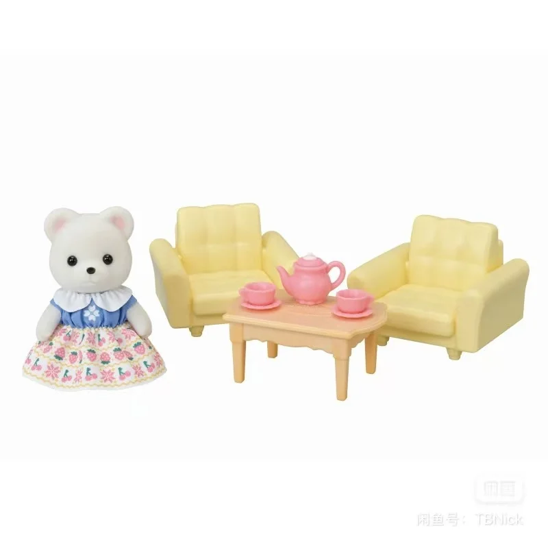 سيلفانيان فاميليز أعمى المفاتيح اكسسوارات أرقام الأصلي الأبيض الدب أريكة الاطفال لعب للفتيات فتاة لعبة المطابخ مجموعات هدايا