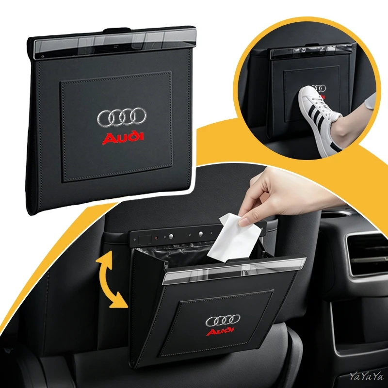 Magnetic Car Garbage Bag Waterproof Hanging Car Trash Can Storage Holder Multi-use Organizer For Audi A3 A4 Q3 Q5 Sline Sticker view 4