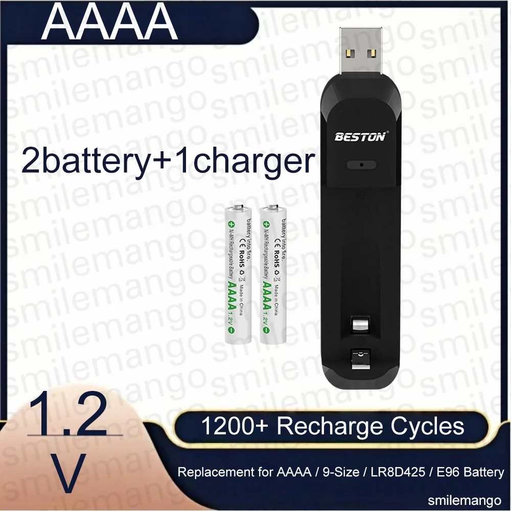 2PCS AAAA Rechargeable Battery Stylus 1.2V 400mah AAAA Ni-MH Rechargeable Battery with Charger