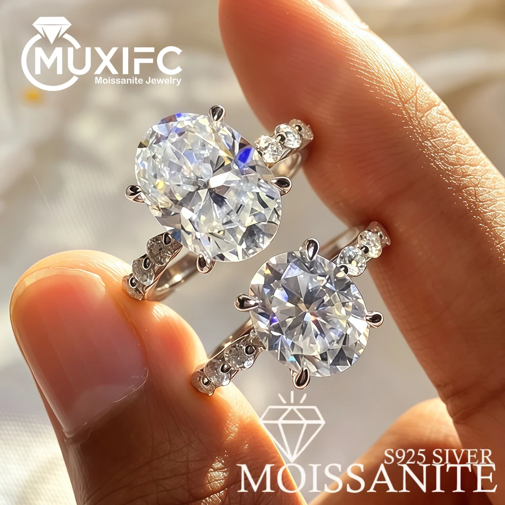 

3/5/8CT Oval Cut All Moissanite Ring for Women 925 Sterling Silver Sparkling D VVS1 Lab Diamond Wedding Band Fine Jewelry Gift