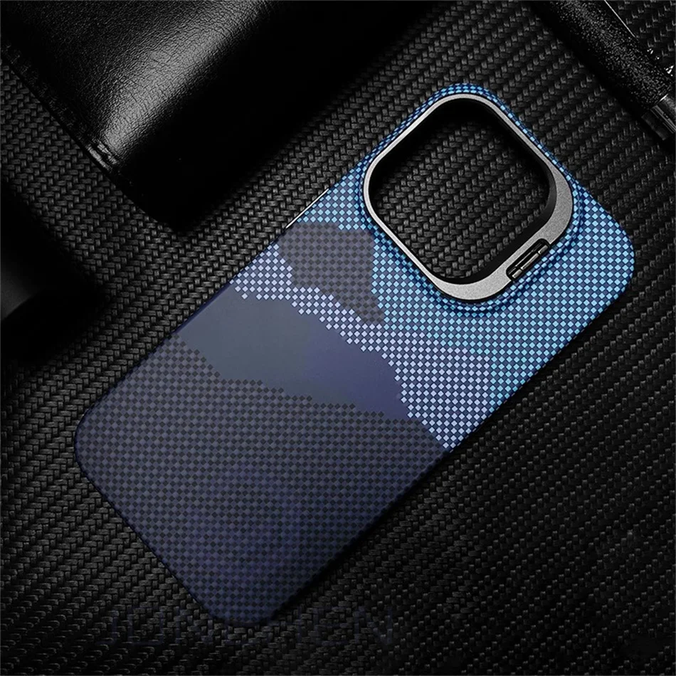 Luxury Matte Carbon Mganetic Slim Case For Magsafe Stand Len Cloud Patterned Personalized Cover For iPhone 13 14 15 16 Pro Max