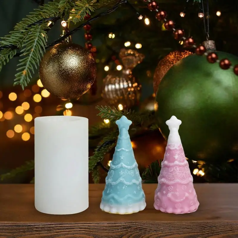 Christmastree Tree Pillar Candle Mold Candle Soap Epoxy Resin Wax Mold Candle Silicone Molds For Aromatherapy Candle Chocolate