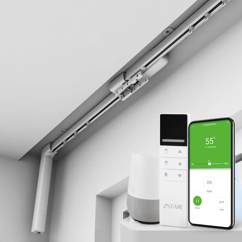Customized Extendable Electric Motorized Alexa Motorized Automatic Adjustable Window Curtain Rod Rail Track