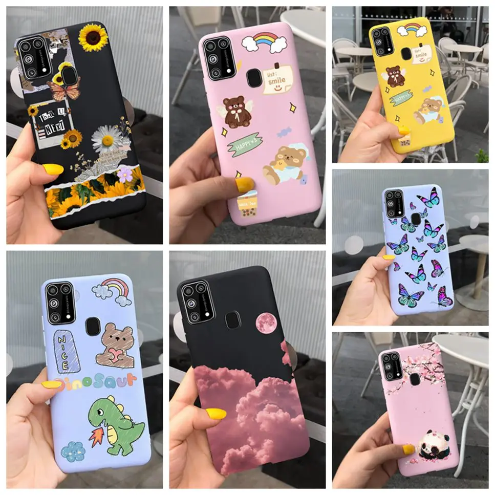 For Samsung Galaxy M31 Case Shockproof Silicone Cute Fashion Butterfly Flowers Phone Case For Samsung M31 Back Cover Funda 6.4\