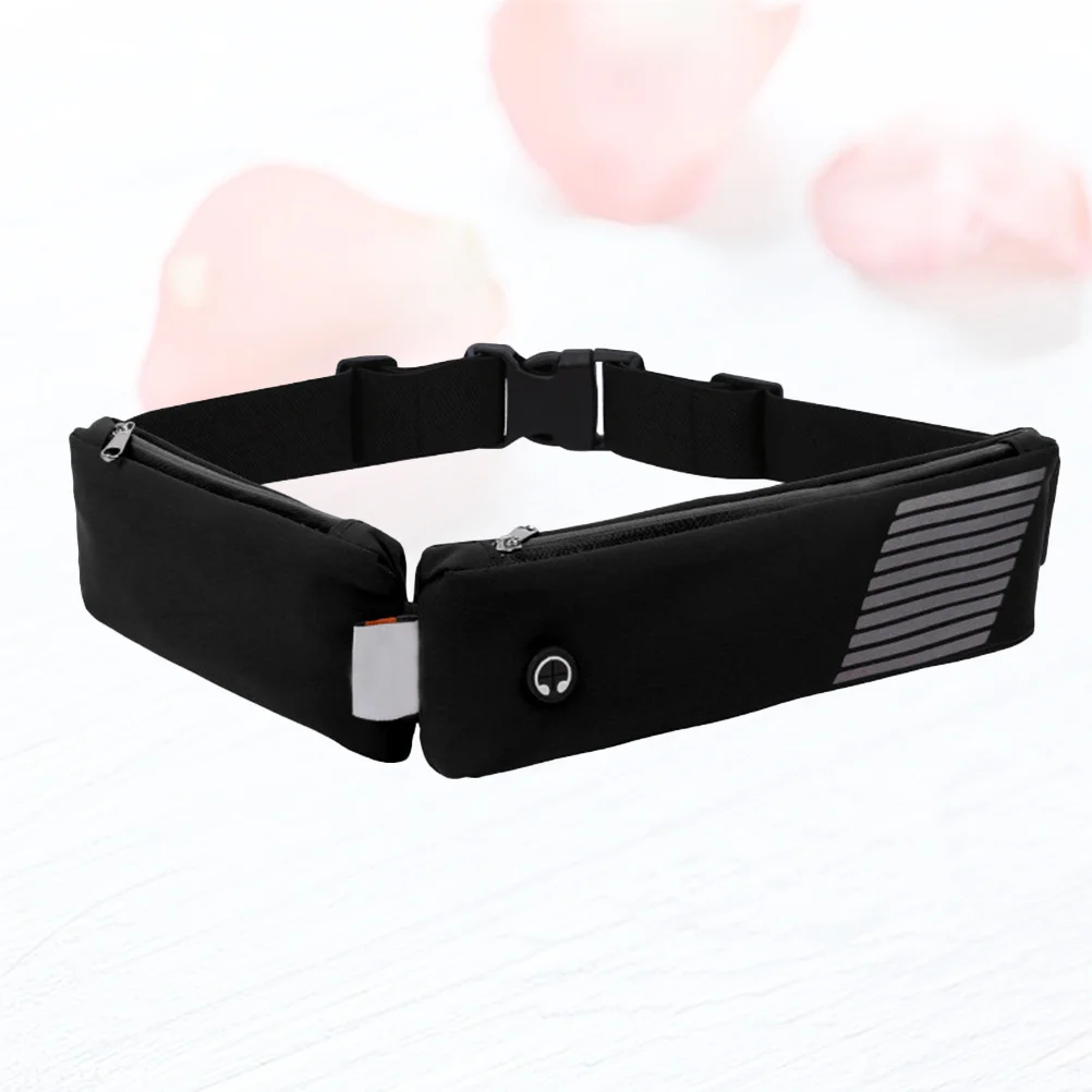 حقيبة خصر خارجية خفيفة الوزن مقاومة للماء وجيب مزدوج وحزام جري لمفاتيح الهاتف وبطاقات وسماعات الأذن مناسبة للركض