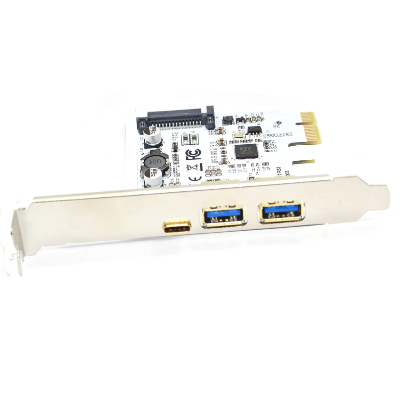 USB 3.1 PCI-Express Card 1พอร์ตพลิกกลับได้ Type-C + พอร์ต USB 3.0 2พอร์ต SATA 15Pin การเชื่อมต่อ Gen 2 10Gbps เพิ่มในไรเซอร์การ์ดการ์ด