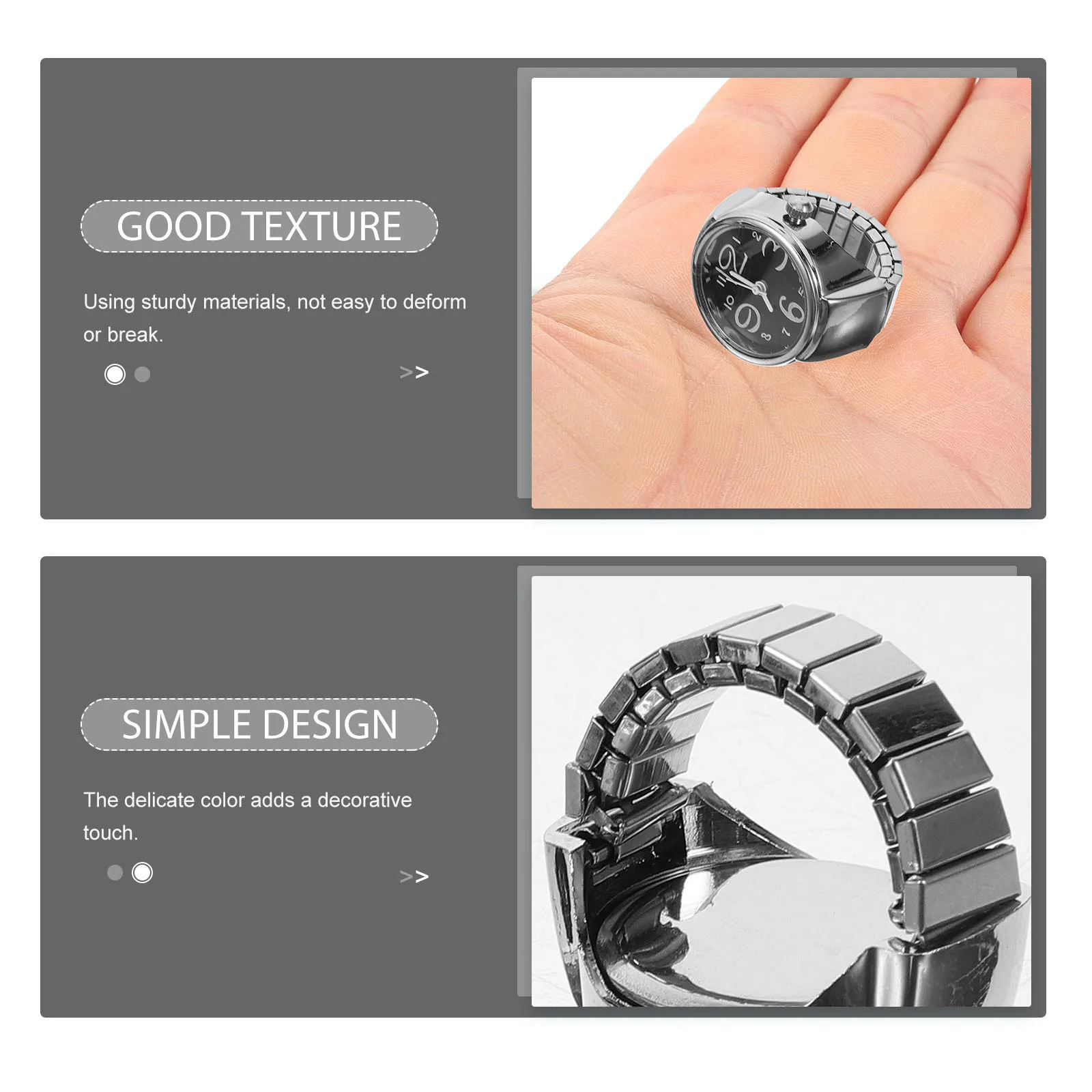 2 قطعة ساعات خاتم الزوجين تصميم فريد من نوعه ساعات الاصبع موضة ساعة رقمية صغيرة خاتم للرجال والنساء خواتم الساعات