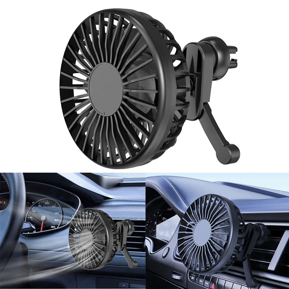 3-Speed Fan Mini Desk Fan On-the-Go Use ABS Material Air Conditioning Outlet Fit Large Truck Compatibility For Car