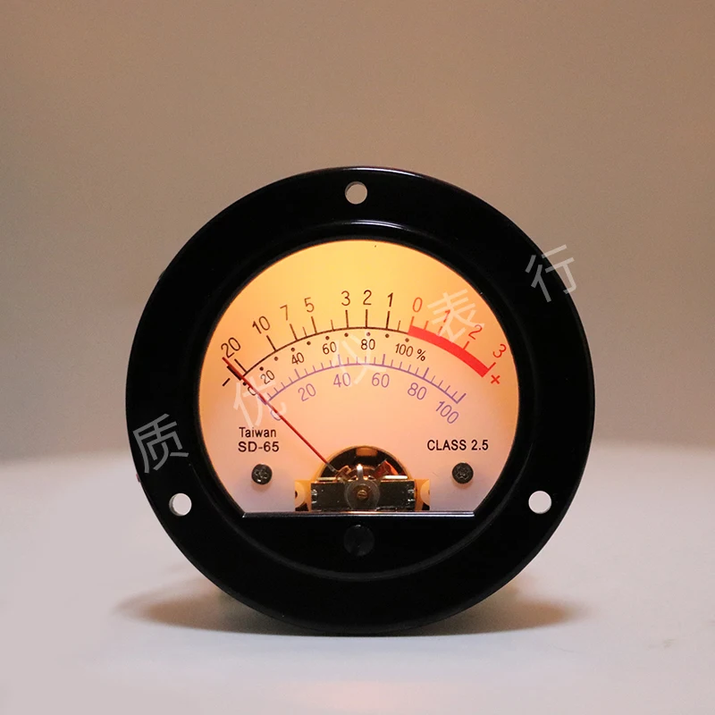 VU Level Meter SD65 Pointer Head Retro Dial Round Black Voltmeter Yellow Backlight Power Meter