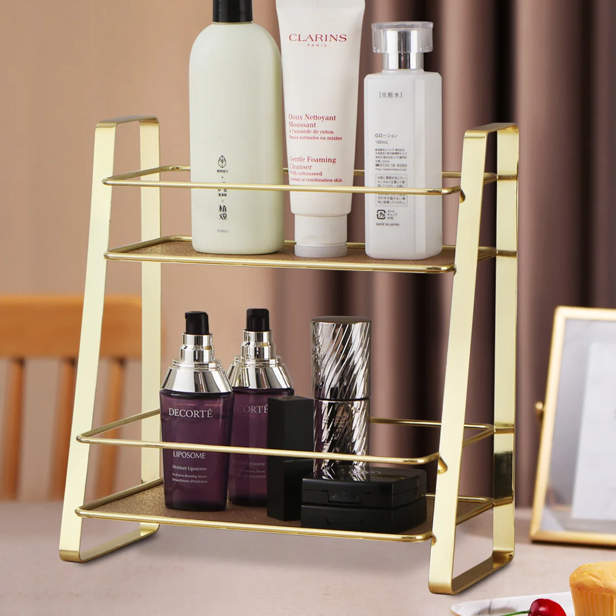 Home Desktop Cosmetic Display Shelf - Double-Layer Perfume & Room/Bathroom Countertop Organizer, Kitchens Accessories
