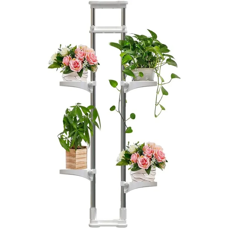 

Indoor Window Plant Stand Metal Double Pole Storage Shelf Flower Pot Display Rack Holder Planter Extention Rods Home Decor