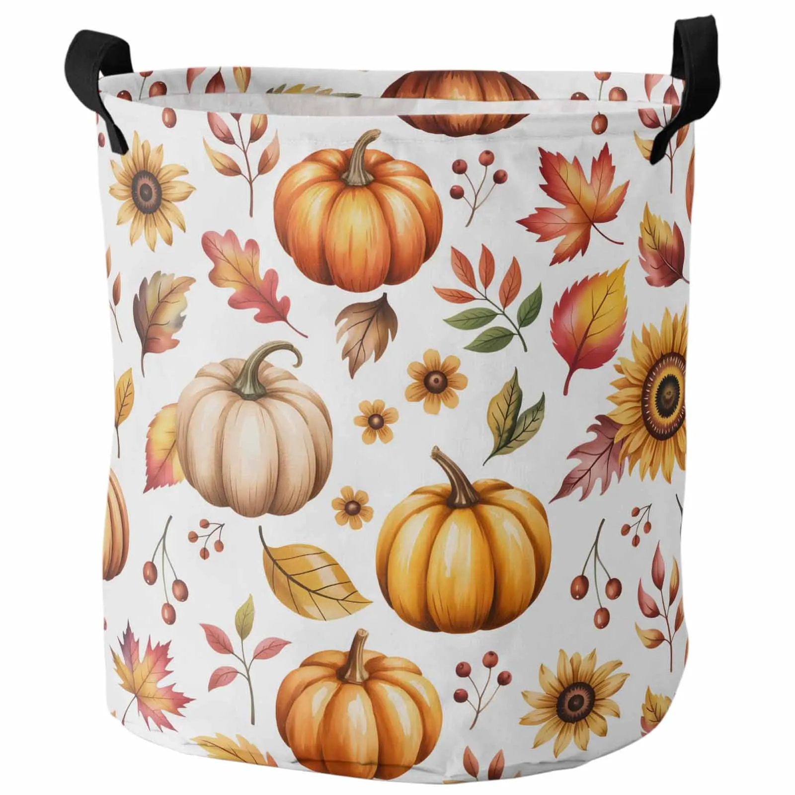 

Autumn Harvest Pumpkins Sunflowers Foldable Dirty Laundry Basket Kid's Toy Organizer Waterproof Storage Baskets