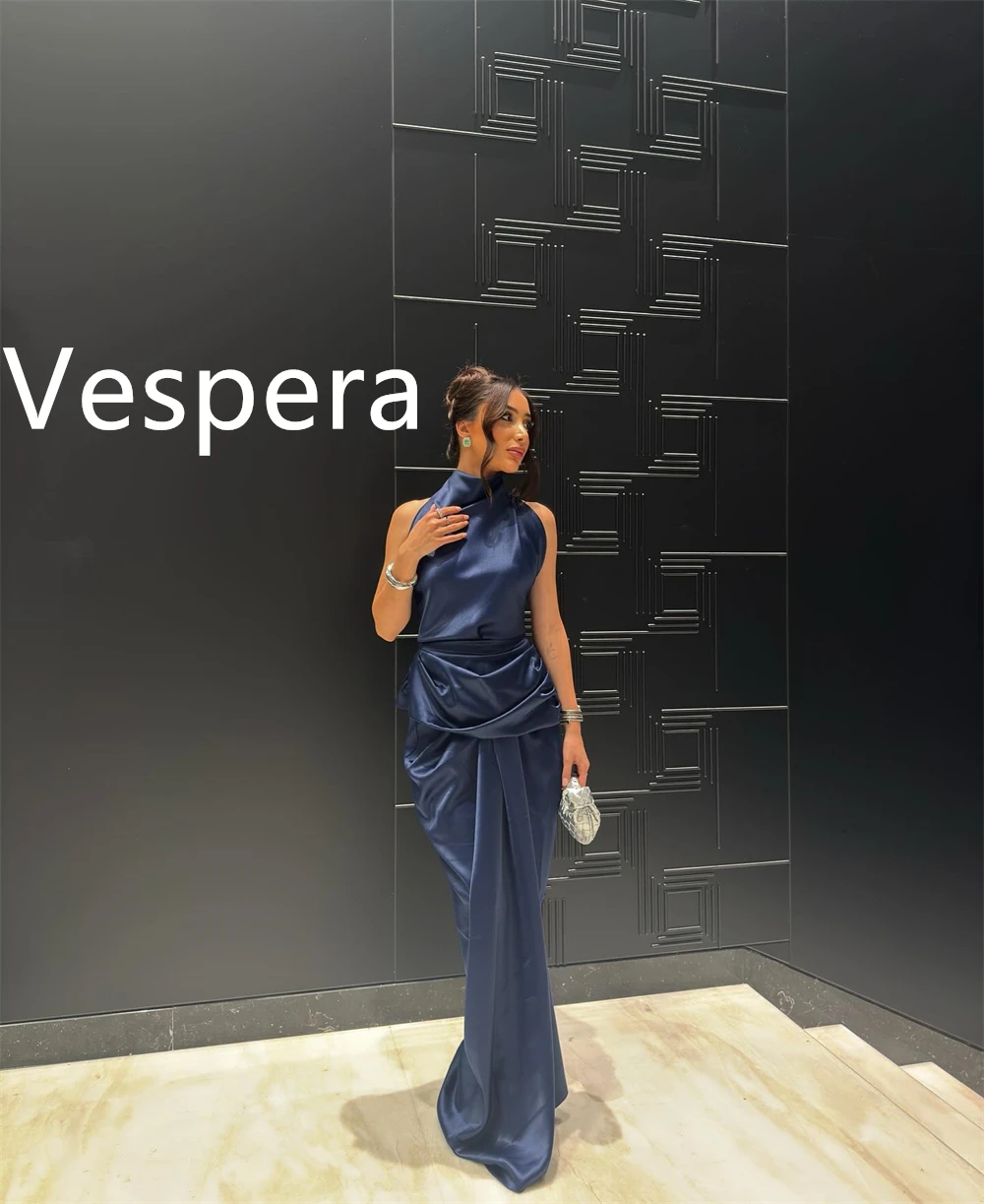 

Customized Mermaid Fashion Satin Evening Dresses Luxury Halter Sleeveless Homecoming Dresses Temperament Celebrity Gowns