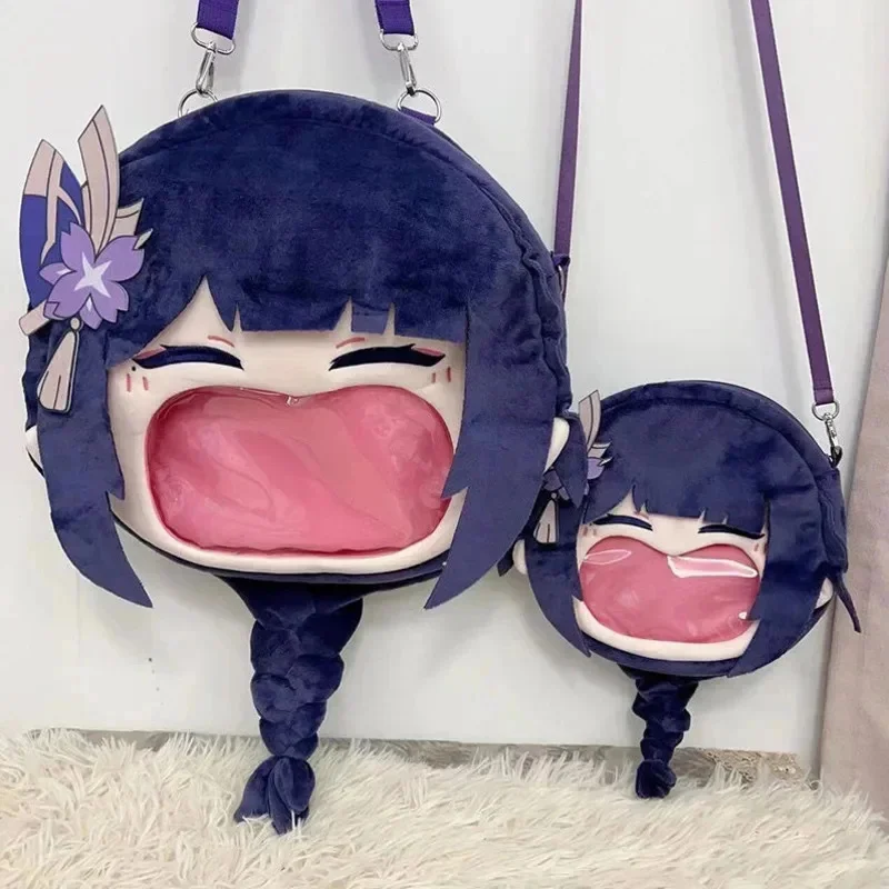 Genshin Impact Y2K Raiden Shogun Itabag Cartoon Animation Game Peripheral Anime Cotton Plush Doll Backpack Student Messenger Bag