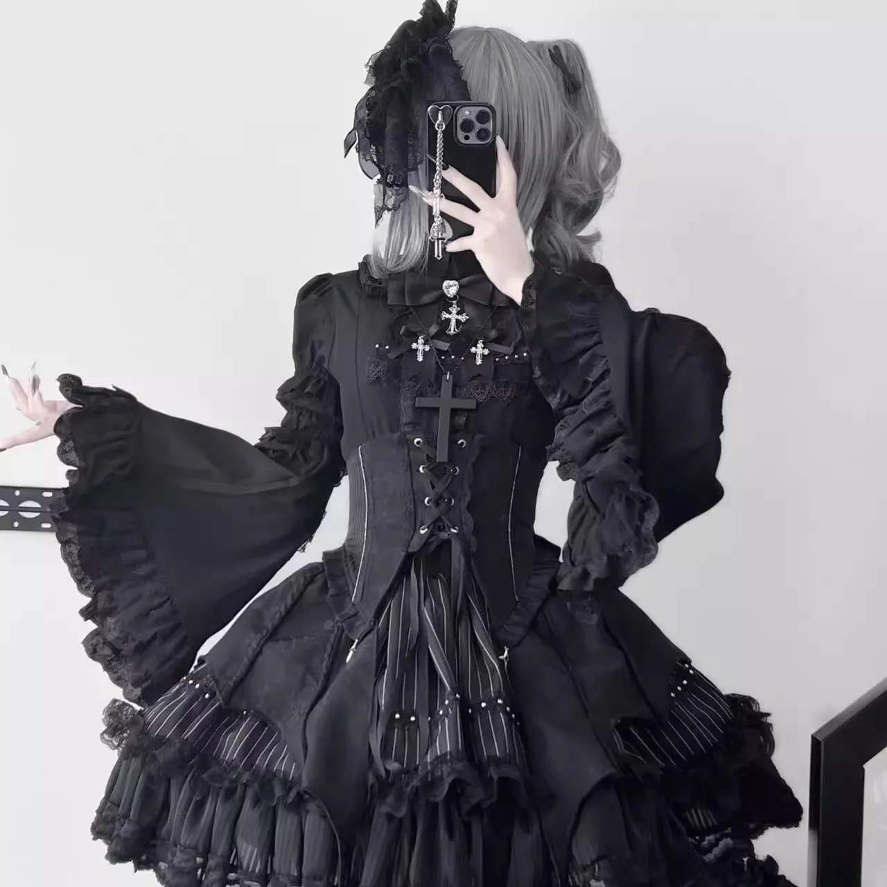 

- Trace Bone - Black Gothic Lolita SK & Waist Cincher by Twilight Song