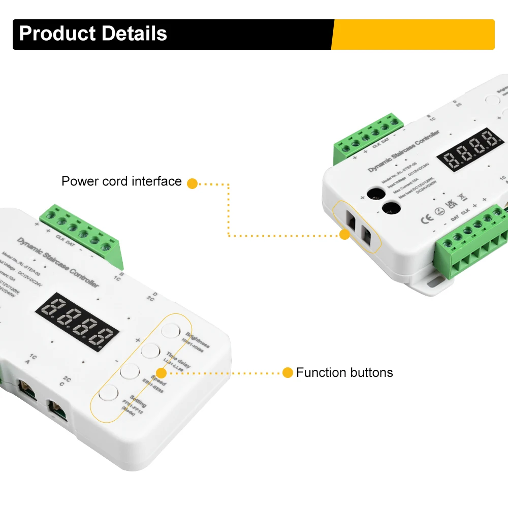 Motion Sensor COB LED Light Strip Stair LED Controller Dimming Indoor DC12V No Need to Weld Wires Installation For Stairs