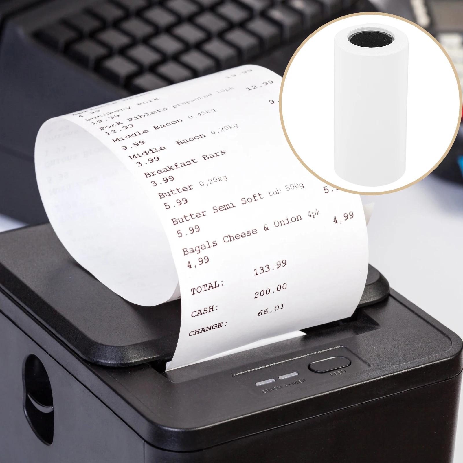 

80 Rolls Thermal Printing Paper 57mm x 50m Receipts Compatible Cash Registers Bright White Minimize Jams Long Supply Office Use