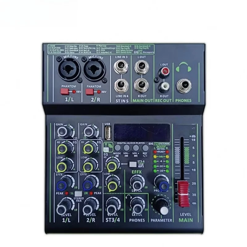 Portable USB Audio Interface 4 6 Channel Audio Mixer Console Home Studio Computer Recording 99 DSP Effects