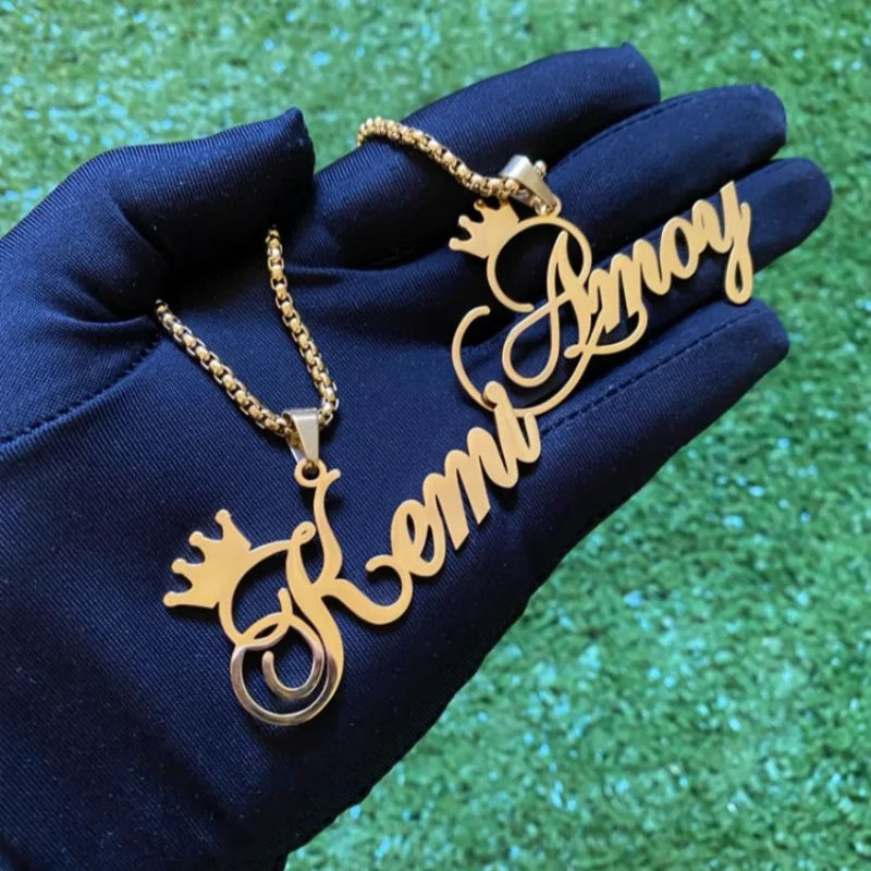 Custom Big Bold Name Necklace Male Jewelry Personalized Stainless Steel Thick Nameplate Pendant Necklace Men Women Boy Gifts