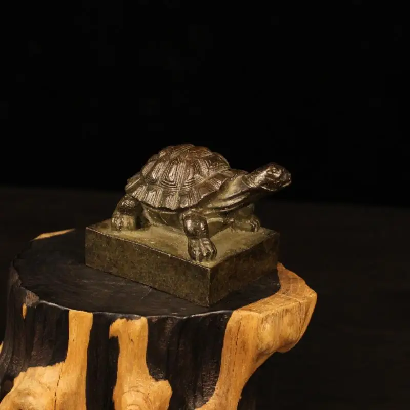 China Chinese Purple Copper Animal Tortoise Turtle Statue Seal Stamp