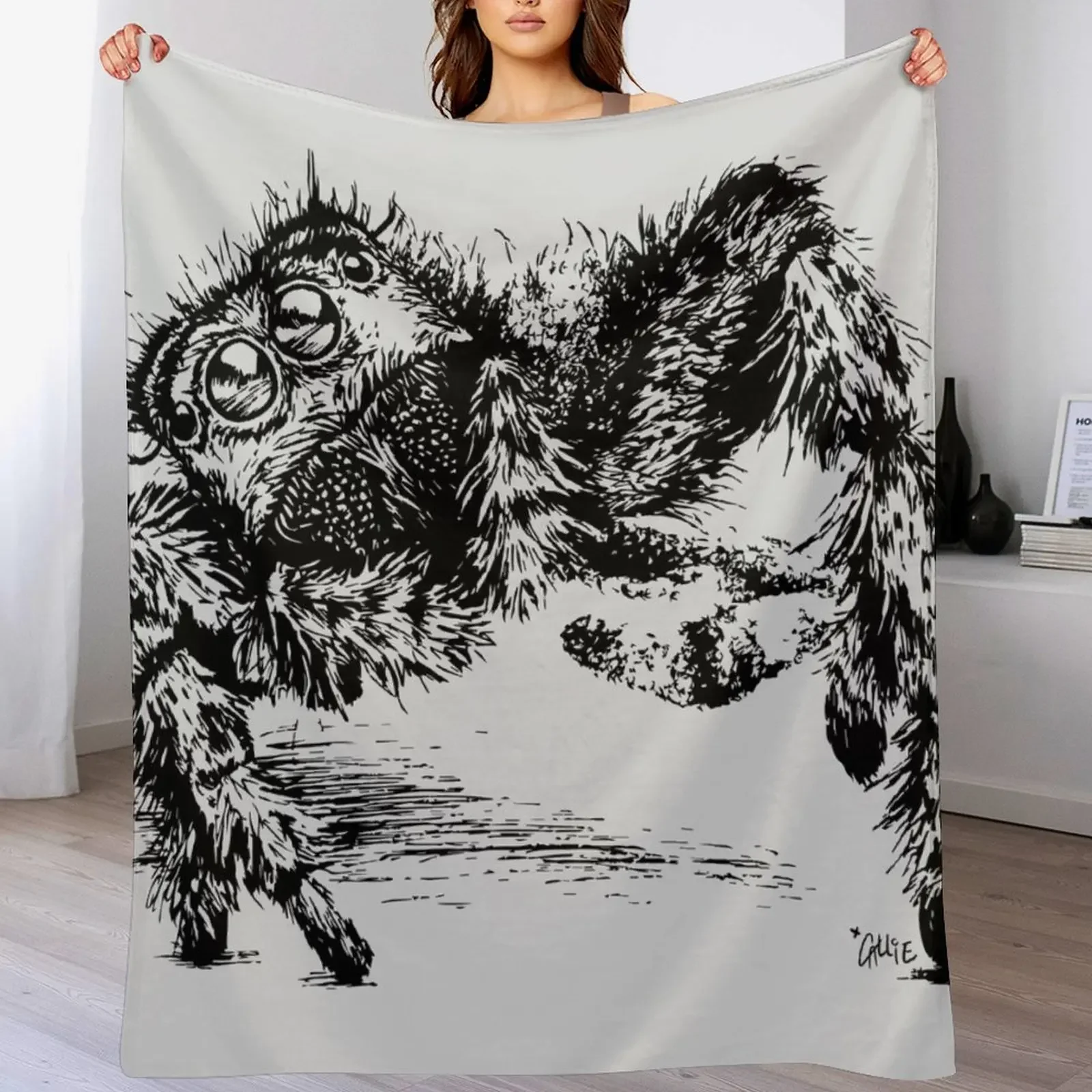 Jumping Spider Encounter Throw Blanket Soft Home Decor Blanket for Couch Bedroom