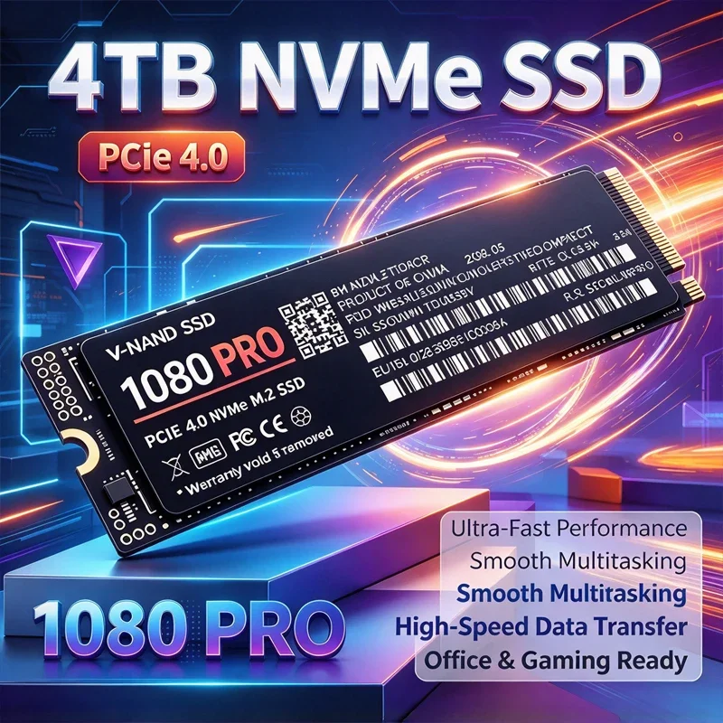 1080PRO M.2 2280 PCIe4.0 X4 NVMe SSD,TLC 3D NAND,500GB/1TB/2TB/4TB High Speed SSD for PS5,Laptop & Desktop PC