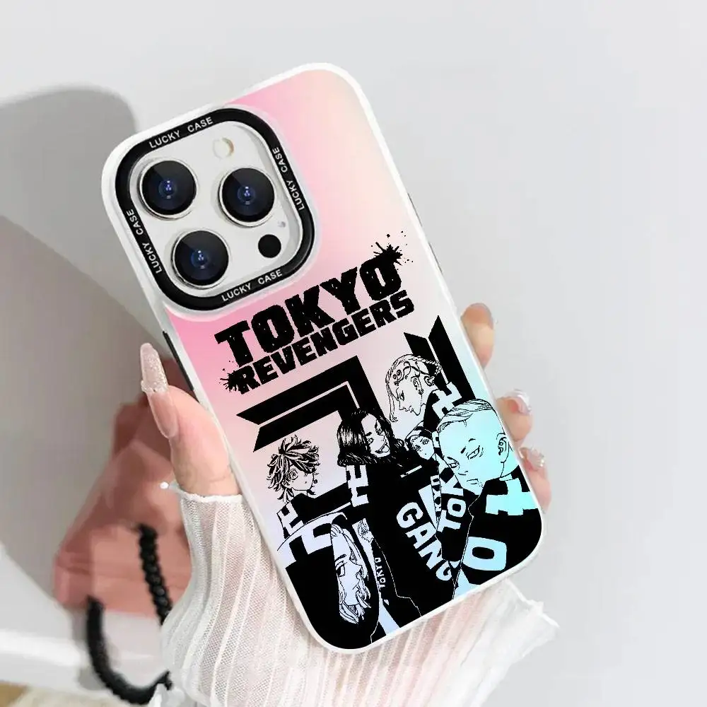 Coque de téléphone dessin animé t-tokyo vengeance-s, 1 pièce, Laser IMD couleur argent, coque pour IPhone 17 16 15 14 13 12 11 Air Pro Max Plus