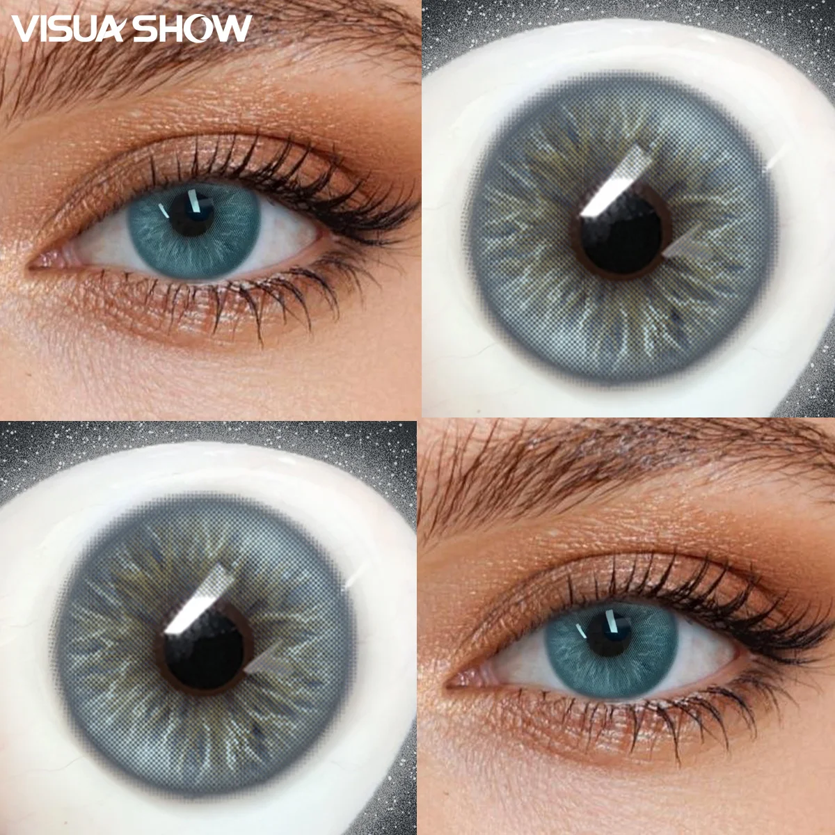 Visuashow 1 Paar Farbige Kontaktlinsen mit Starke fur Augen Make up Halbjahrlich Einweg 14.5mm Geeignet fur Taglichen Gebrauch Termine und Feste Vergrossern die Augen Perfekt fur Halloween Kostume und Cosplay – Detail 12