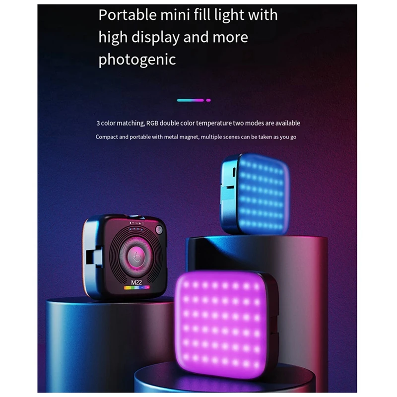 New M22 RGB Magnetic Pocket Light Video Conference Mobile Phone Fill Light Camera Photo Live Photography Live Light