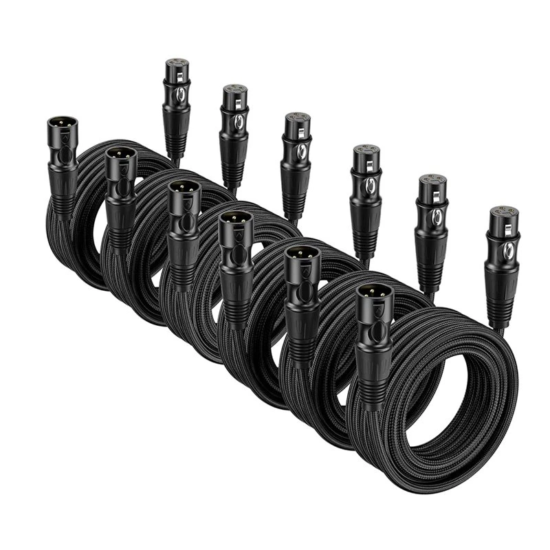 A42T-XLR Cable 6-Pack Balanced Microphone Connector 3-Pin XLR Male To Female Mic Speaker Cables For Mixer Systems