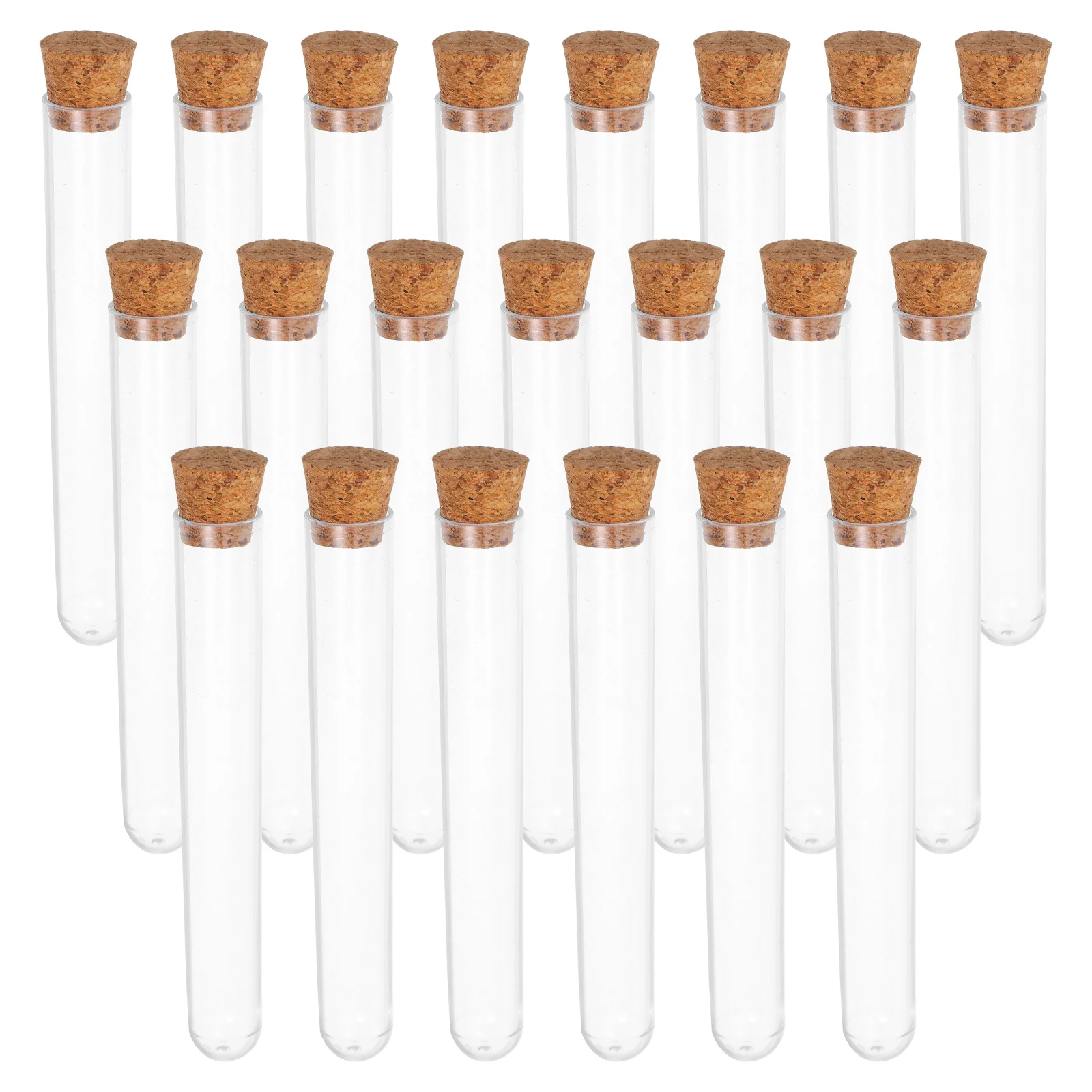 

50pcs Plastic Test Tubes 15x100mm Clear Lab Bottles Plant Propagation Tall Containers with Cork Stoppers for Samples Seeds Beads