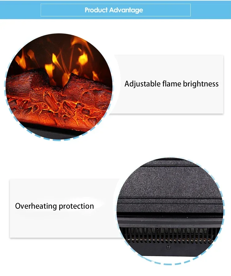 Kominek elektryczny 14-calowa wkładka do drewna Kominki elektryczne Piece Grzejnik z kominkiem