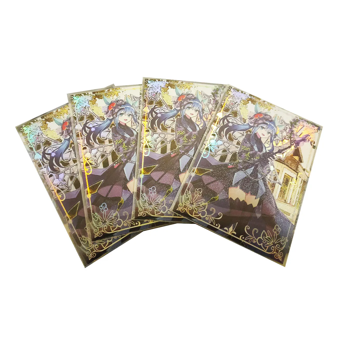 63x90mm60PCS Holographic Sleeves YUGIOH Card Sleeves Illustration Anime Protector Card Cover for Board Games Trading Cards