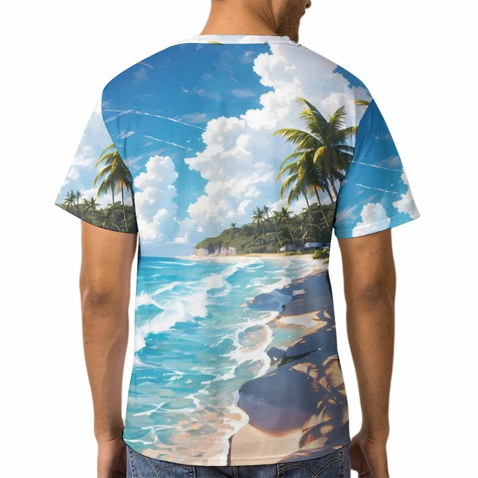 Man Fashion Coconut Trees Print T shirt Sunlight Tops Beach Tees Hawaii Clothes Clothing mans Woman T-shirt 3d Tshirts graphic