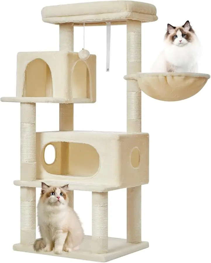 

Taoqimiao Cat Tree,49-Inch Cat Tower for Indoor Cats,2 Luxurious cat condo with Adjustable Large Hanging Baskets and Large Luxur