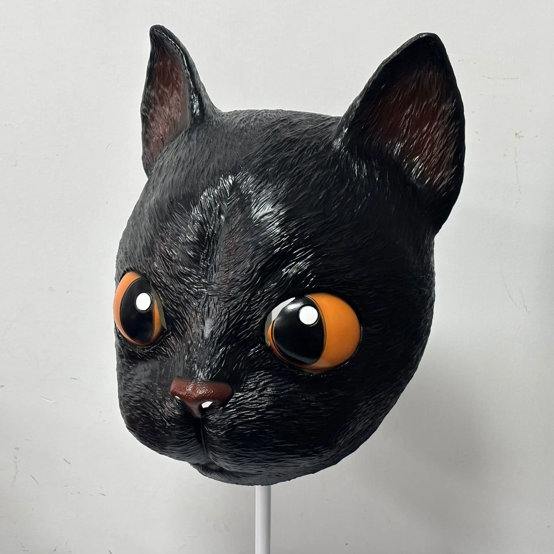 Schwarze Katze Ganzkopf-Latexmaske Realistische Tierkopfmaske Halloween Cosplay Party Kostüm-Requisite für Erwachsene – Detail 1