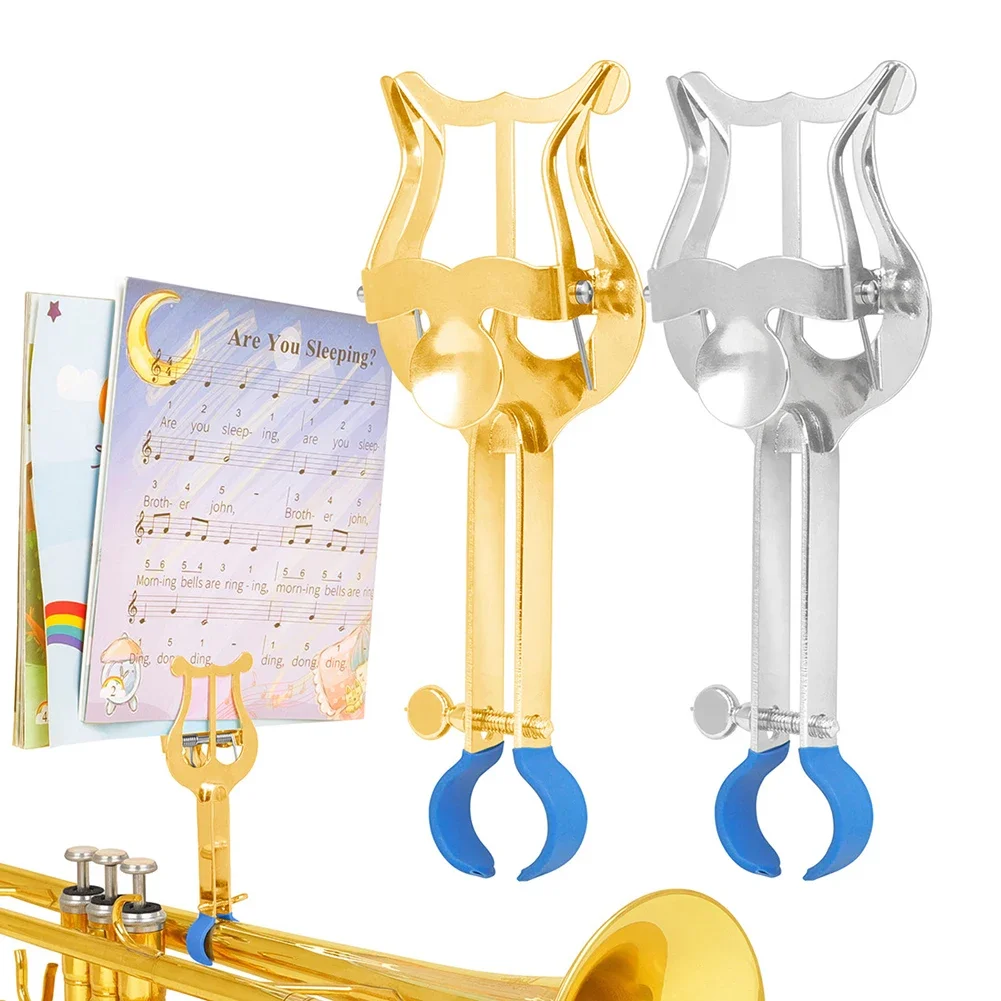 

Portable Lightweight Stand Trumpet Sheet Music Clip Clamp Trumpet Marching Lyre Metal Folder Brass Instrument Accessories