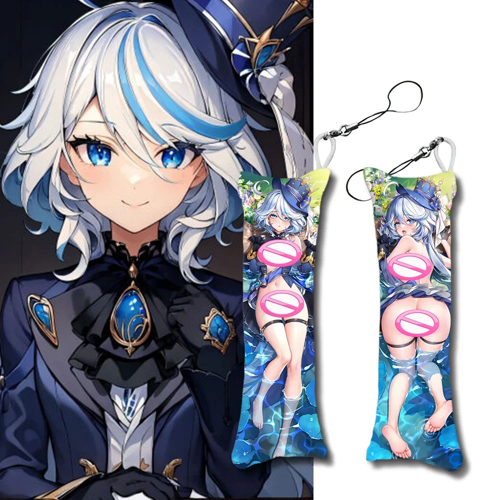 Genshin Impact Furina Mini Key Chains Dakimakura Keychain Cartoon Anime Body Mini Pillow Pendant Cute Gifts