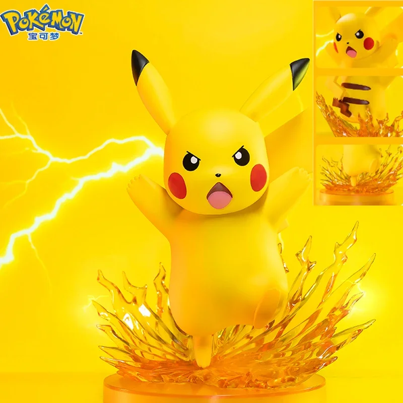 Pokemon 100,000 Volts! Pikachu Trendy Toys with Figurines and Anime Peripherals Dolls Ornaments for Boys' Birthday Gifts