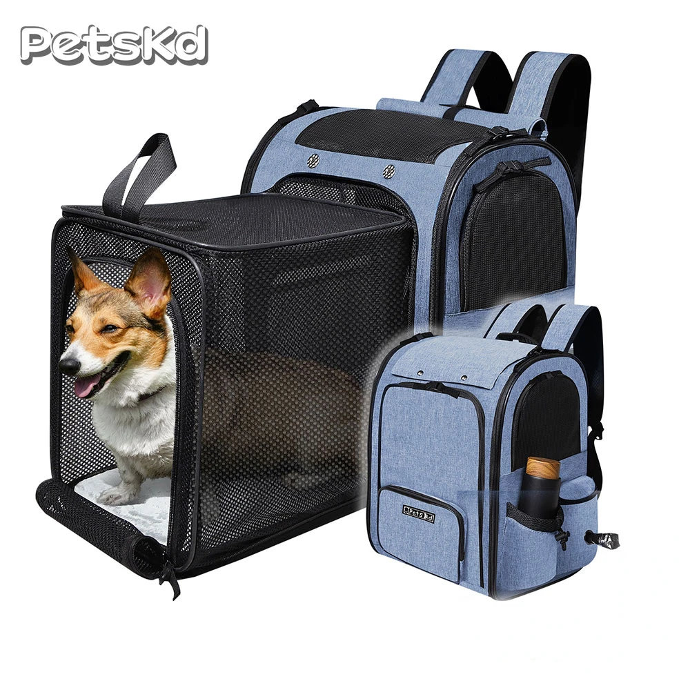 

Pet Backpack Expandable Foldable Cat Carrier for Small Medium Dog and Cat Transport Dog Bag Large Space Pets Carrier with Zipper