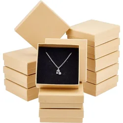24 Pcs Cardboard Jewelry Boxes 3.54Γ3.54x1.18 Square Cardboard Box Paper Kraft Paper Gift Packaging Box for Christmas