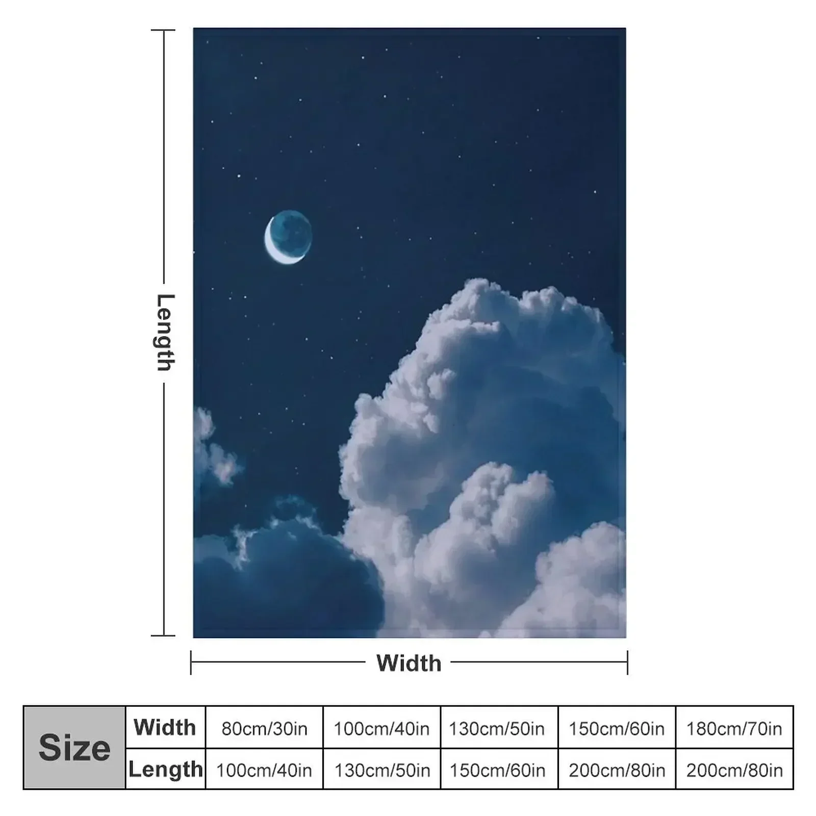 Blue Dreamy Night Sky Cloud Pastel Aesthetic Girly Astrology Space Vintage Galaxy Moon Stars Throw Blanket for babies Blankets