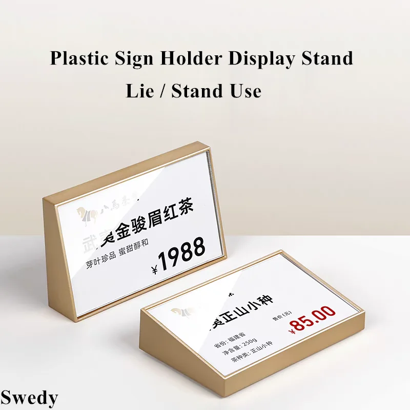 10 Pieces 90x54mm Slant Plastic Table Menu Paper Sign Holder Display Stand Picture Photo Flyer Frame Price Label Card Holder